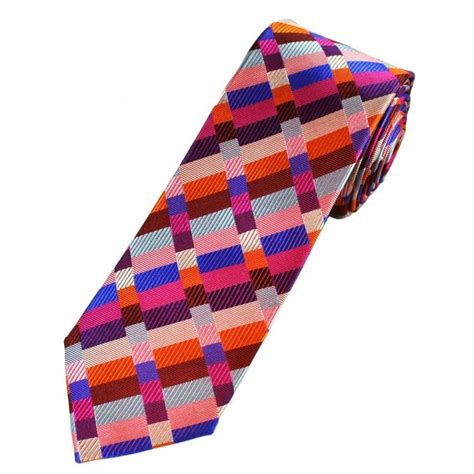 tresanti celeste royal blue pink plum silver orange and burgundy patterned men s silk tie from