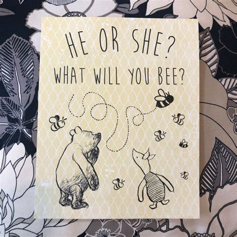 He Or She What Will You Bee Classic Pooh Gender Reveal Sign Etsy