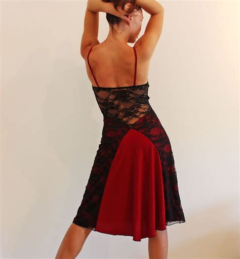 Tango Red And Black Lace Dress Abito Da Tango Crinolinatelier It Tango Skirt Tango Dress