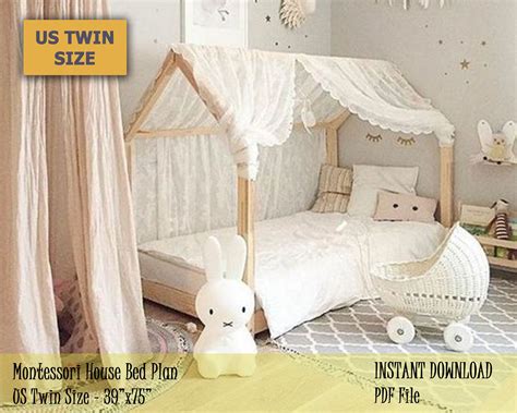 Use one of these free bed plans to build a bed for yourself, your child, or to give as a gift that will be cherished for years. Toddler House Bed Frame, US Twin Size Montessori Bed Plan, Easy and Affordable DIY Wooden Floor ...