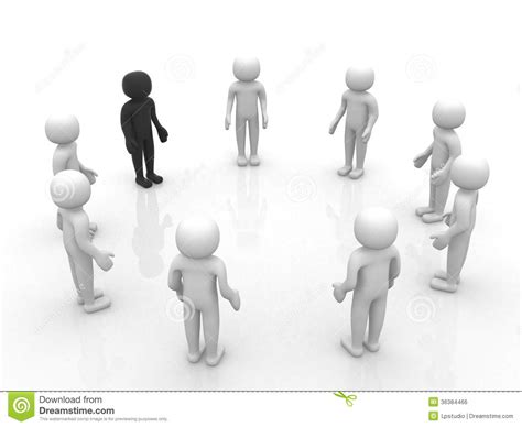 3d Man Joining A Group Of People In A Circle Over A White Backgr