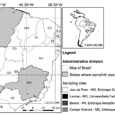 Brazilian Map Showing The States And Sites Where Plants Were Sampled Download Scientific