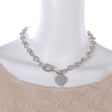 Tiffany Sterling Silver Heart Tag Toggle Necklace 40120
