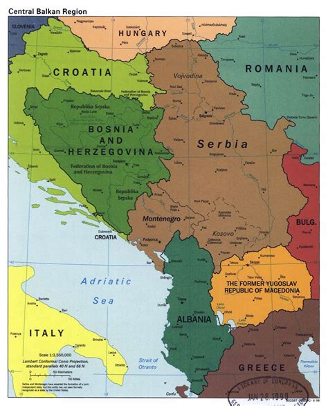Detailed Political Map Of Central Balkan Region With Major Cities