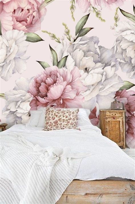 Large Peony Flower Removable Wallpaper Peel And Stick Etsy Wall