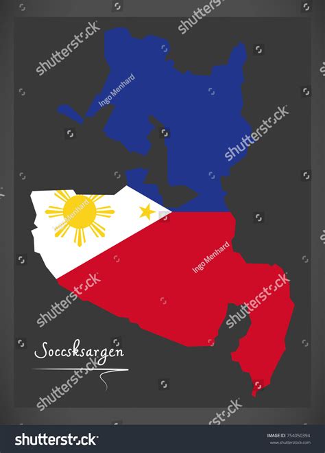 Soccsksargen Map Philippines Philippine National Flag Stock Vector