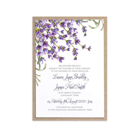 Lavender Wedding Invitation Lavender Wedding Rosemary Herb Etsy Uk