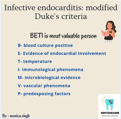 Mnemonic On Infective Endocarditis Modified Duke Criteria Dentowesome