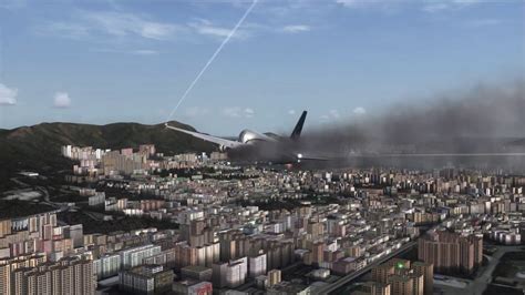 Pia 777 200 Belly Crash Landing At Airport Hong Kong Kai Tak Youtube