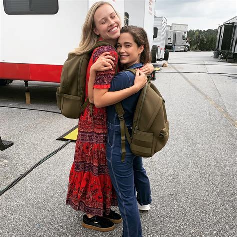 Sarah Catherine Hook Hugging Gracie Dzienny On The Set Of First Kill