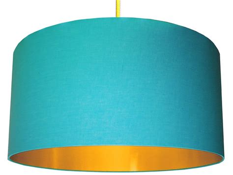 Sky Blue Cotton Lampshade With Brushed Copper Or Gold Lining Etsy Uk