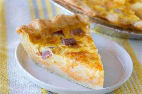 Quiche Lorraine Made With Bacon Onions And Swiss Cheese In A Flaky Pie