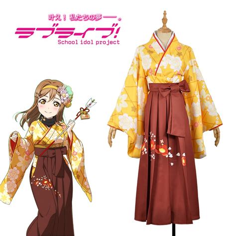 Love Live Sunshine Cosplay Costumes Aqours Takami Chika Taisho Kimono Yukata Dress Outfit Anime