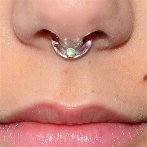 Silver Hammered Septum Ring Blue Opal Septum Jewelry 16g Etsy