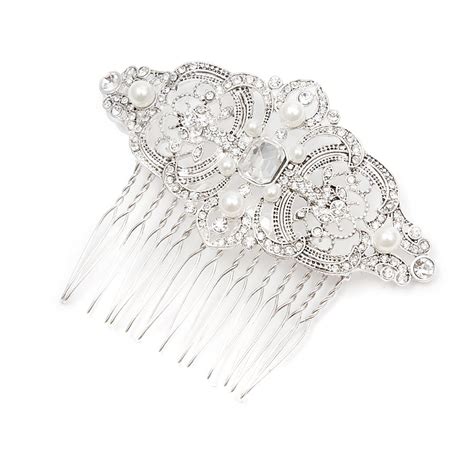 Vintage Crystal And Pearl Diamond Shaped Hair Comb With Images