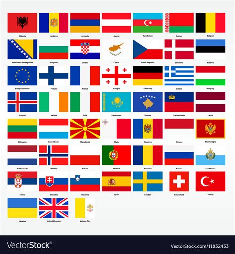 Set Of Flags All Countries Europe Royalty Free Vector Image