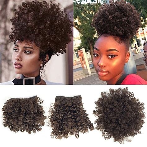 Afro Puff Drawstring Ponytail Extensions With 2 Bangs Pineapple Hair