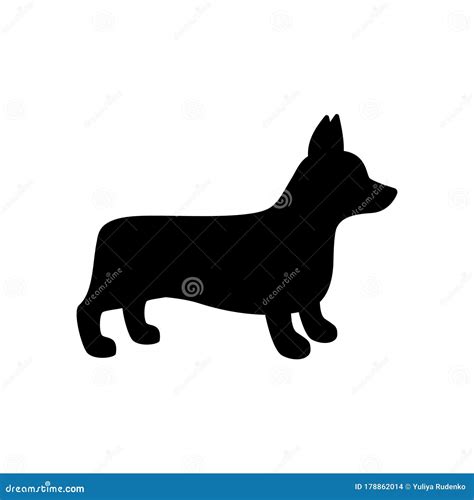 Silhouette Of A Dog Of Breed Pembroke Welsh Corgi Stock Vector