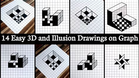14 Easy Drawings On Graph Paper Dibujos 3d 3d Drawing Illusion On