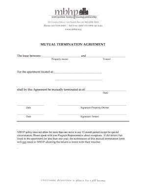 The tenant may terminate the rental agreement by notifying the landlord, in writing, at least 28 days in advance of the anticipated termination. 18 Printable mutual lease termination agreement Forms and ...