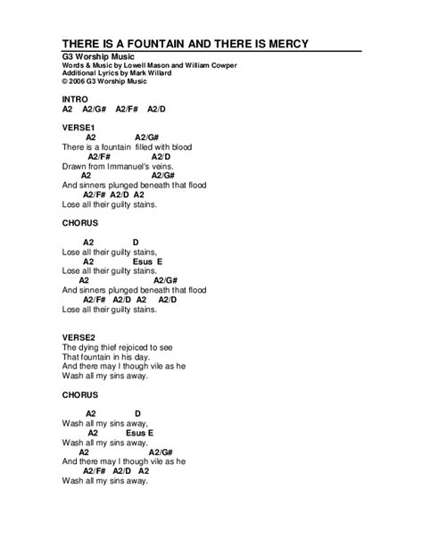 There Is A Fountain Chords Pdf G3 Worship Praisecharts