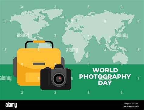 World Photography Day Banner Poster On August 19 With Camera Bag And