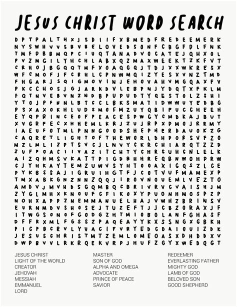 Jesus Christ Word Search Latter Day Baby