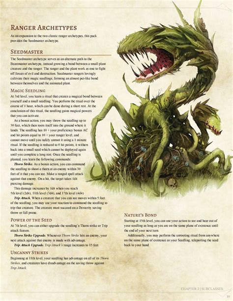 Dnd 5e Homebrew Ranger Archetype Seedmaster Dungeons And Dragons 5e