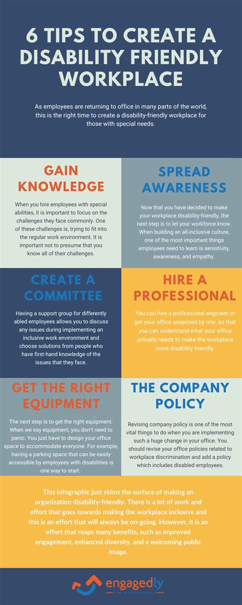 6 Tips To Create A Disability Friendly Workplace Infographic Engagedly