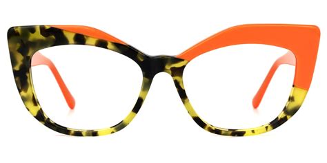 marian geometric orange eyeglasses vooglam