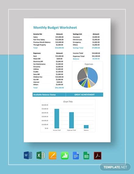 This google budget template has a devoted reddit community and ample help docs. Printable Budget Worksheet - 22+ Free Word, Excel, PDF ...