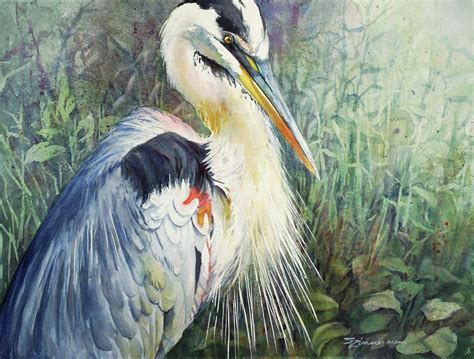 Great Blue Heron Painting By Sue Zimmermann Fine Art America