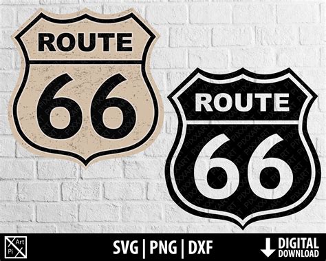 Route 66 Svg Dxf Png Vintage American Road Sign Clipart Etsy Canada