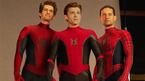 Spider Man No Way Home Tobey Maguire Andrew Garfield And Tom Holland Behind The Scenes