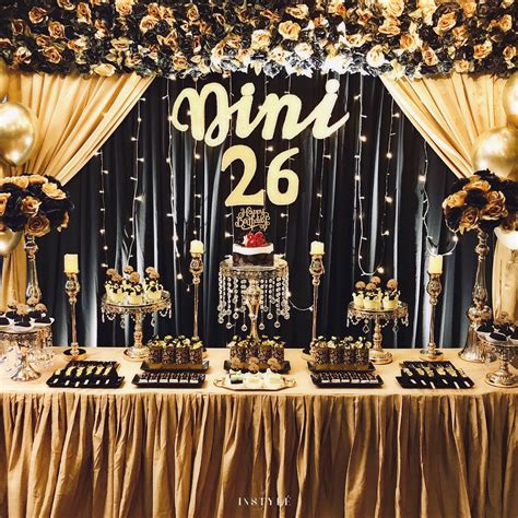 Black And Gold Dessert Table Gold Birthday Party Decorations Black And