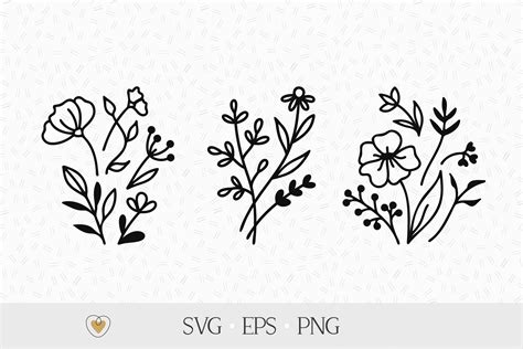 Home Living Wall Decor Wild Flower Svg Wildflowers Svg Png Line Art