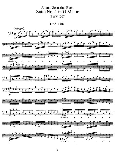 Cello Suite No1 In G Major Bwv 1007 Bach Johann Sebastian Imslp Free Sheet Music Pdf