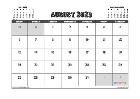 Printable August 2023 Calendar Free 12 Templates