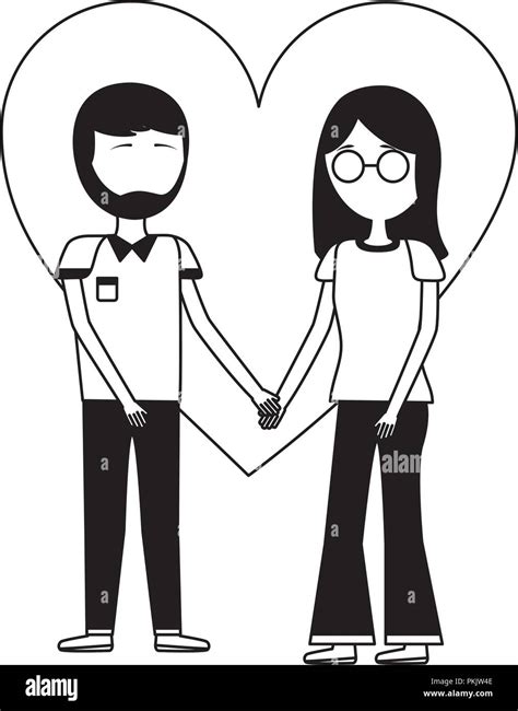 Romantic Couple Holding Hands Together Vector Illustration Stock Vector