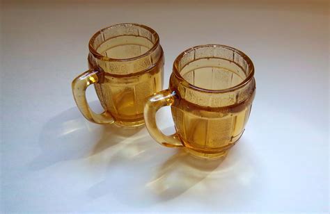 Vintage Amber Glass Barrel Shot Glasses 1960s By Energyforthesoul