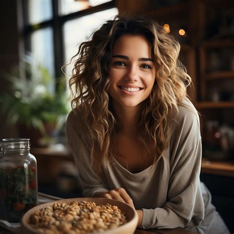 premium ai image woman having healthy breakfast with granola