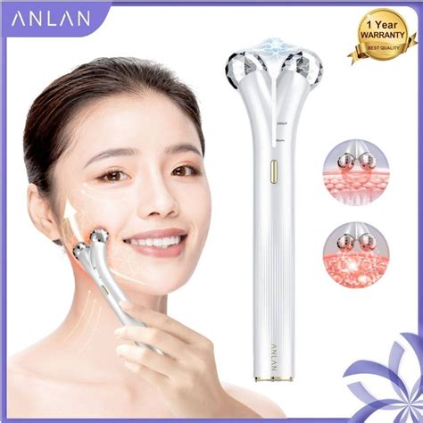 Anlan Face Roller Massager Hot Compress Ems Micro Current V Face Slimming Massager Face Lifting