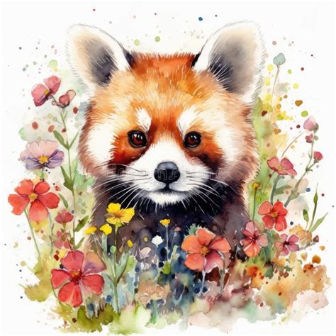 Watercolor Red Panda Stock Illustrations 537 Watercolor Red Panda