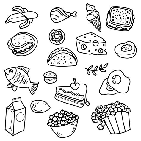 Premium Vector Fast Food Doodle Icons Line Art Sketch