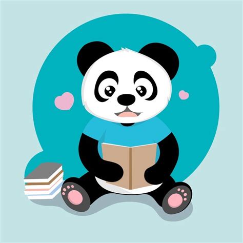 Premium Vector Cute Baby Panda Reading A Book Flat Character Style
