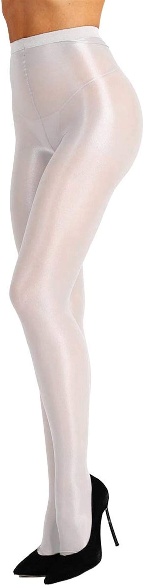 Agoky Womens Sheer Semi Opaque Footed Pantyhose Tights High Waist Shimmery Silky Hosiery
