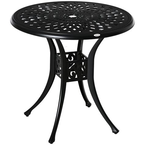 Buy Outsunny 78cm Round Garden Dining Table Bistro Set With Parasol