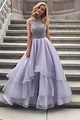 Cute lavender lace organza prom dress, formal dress, prom dresses for ...