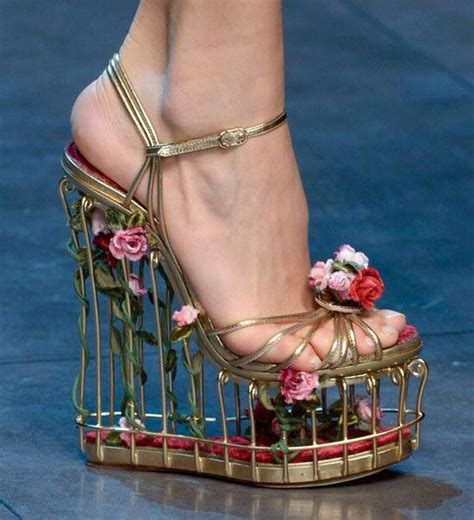 Birdcage Gold Funny Shoes Crazy Shoes Heels