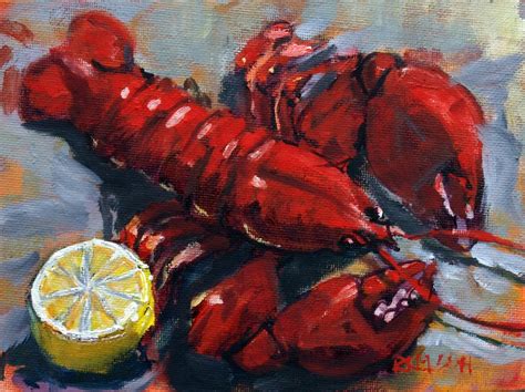 Rick Nilsons Paintings Lobster With Lemon Sold